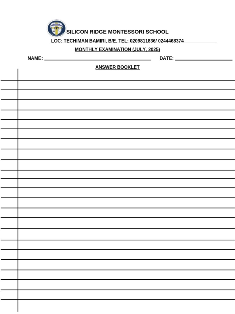 Answer Booklet | PDF