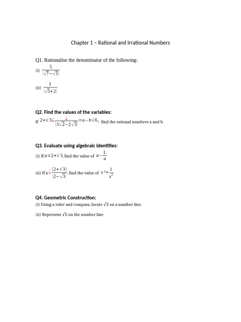 Grade-9-Rational and Irrational Worksheet | PDF