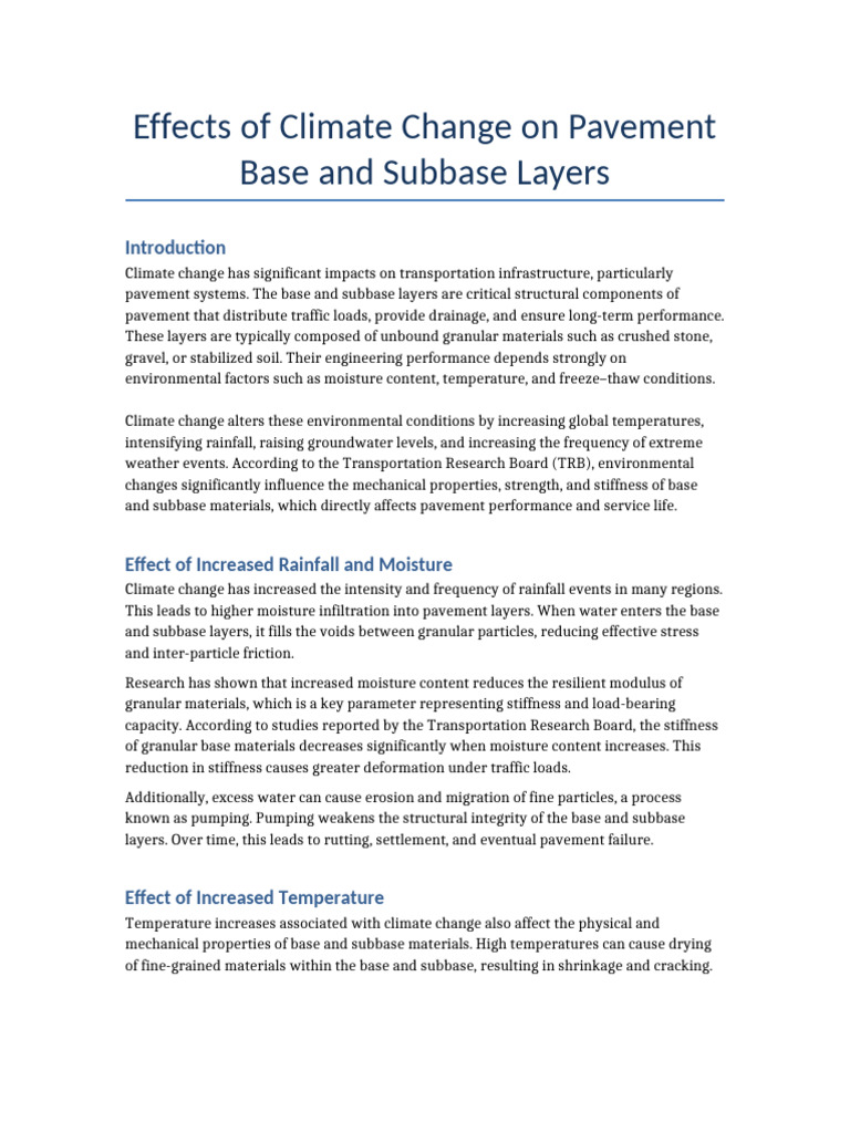 Climate Change Effect Base Subbase | PDF | Road Surface | Strength Of ...