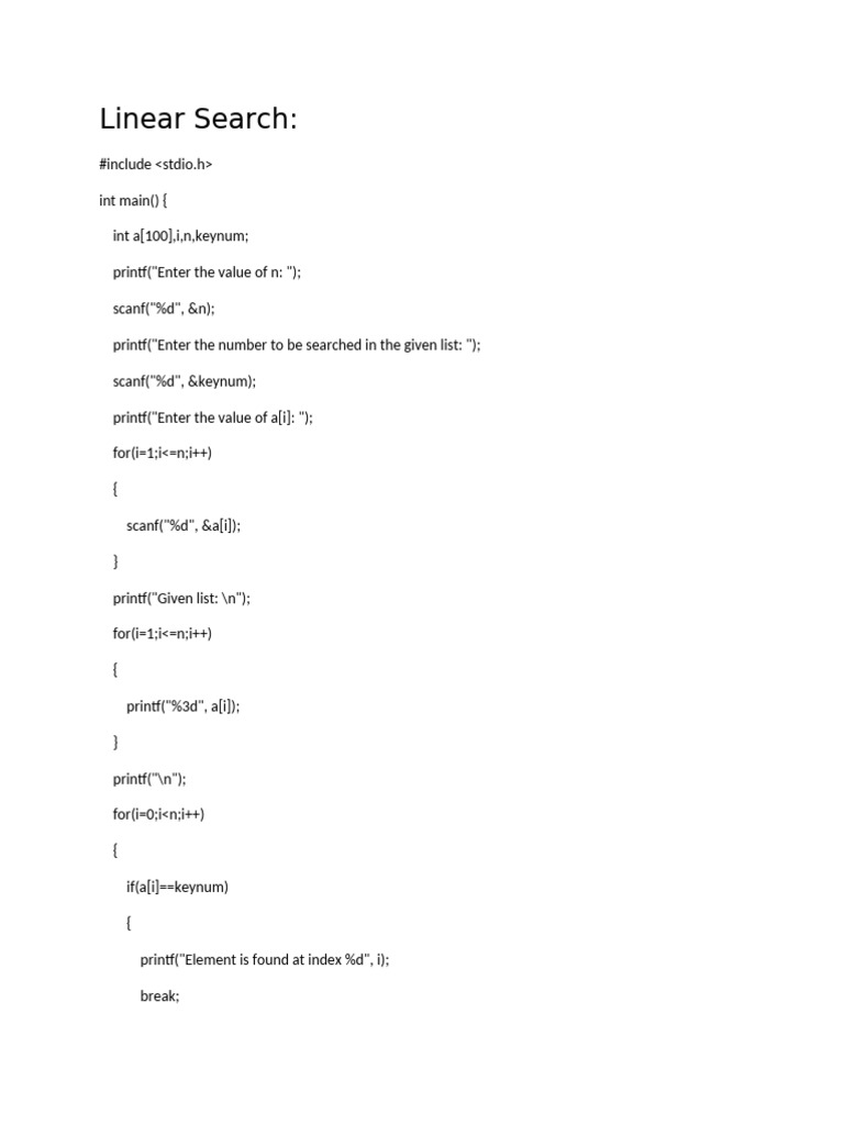 Linear Search | PDF