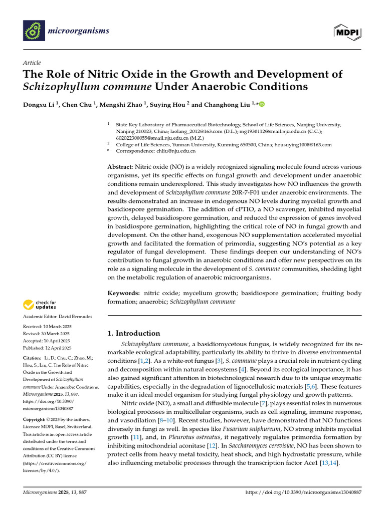 Li Et Al. (2025) The Role of Nitric Oxide in The Growth and Development ...