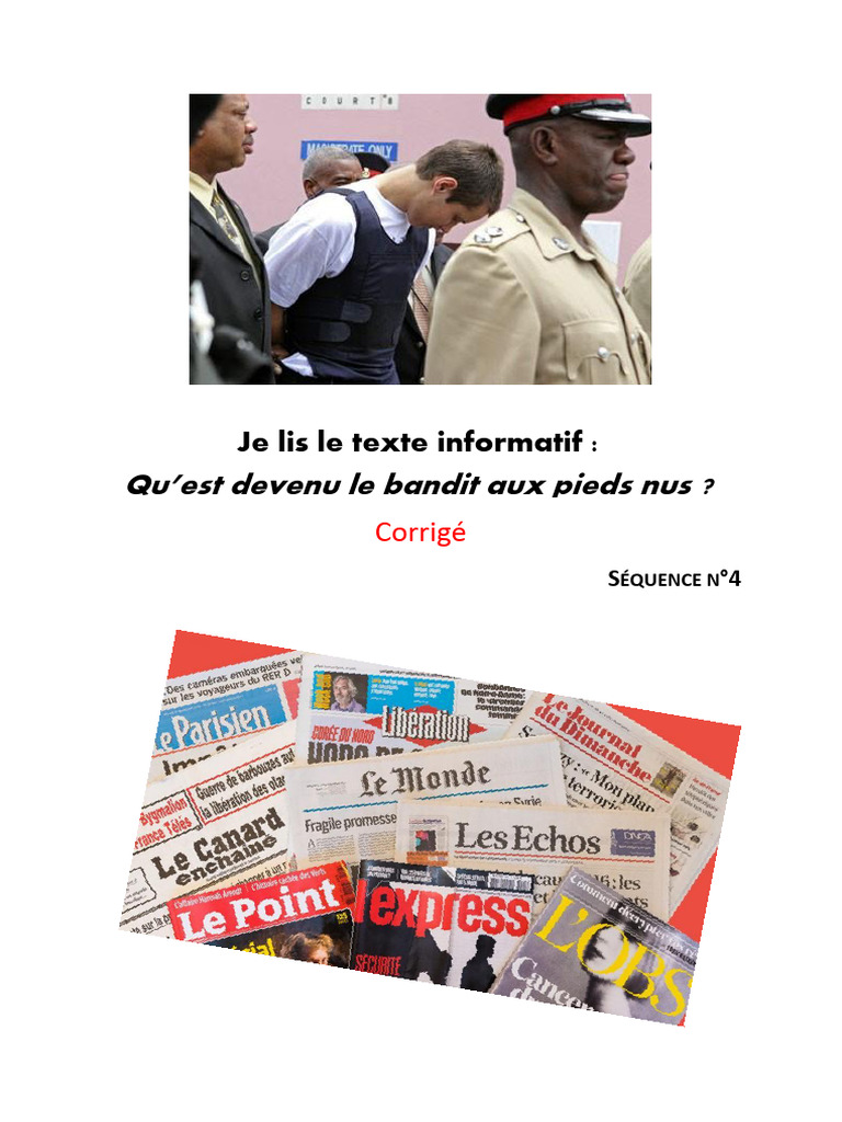 Corrigé - Séquence 4 - Je Lis Le Texte Informatif - Qu'est Devenu Le ...