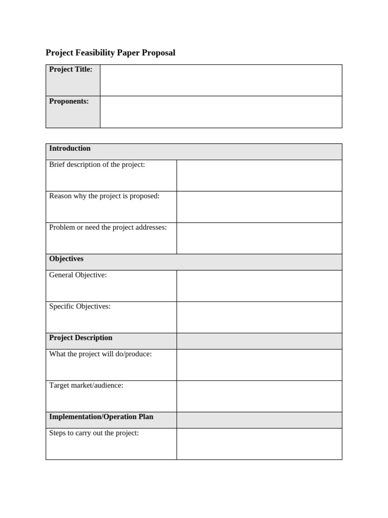 Project Feasibility Paper Proposal | PDF
