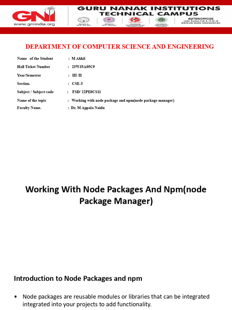 Working With Node Packages and NPM (Node Package Manager) | PDF ...