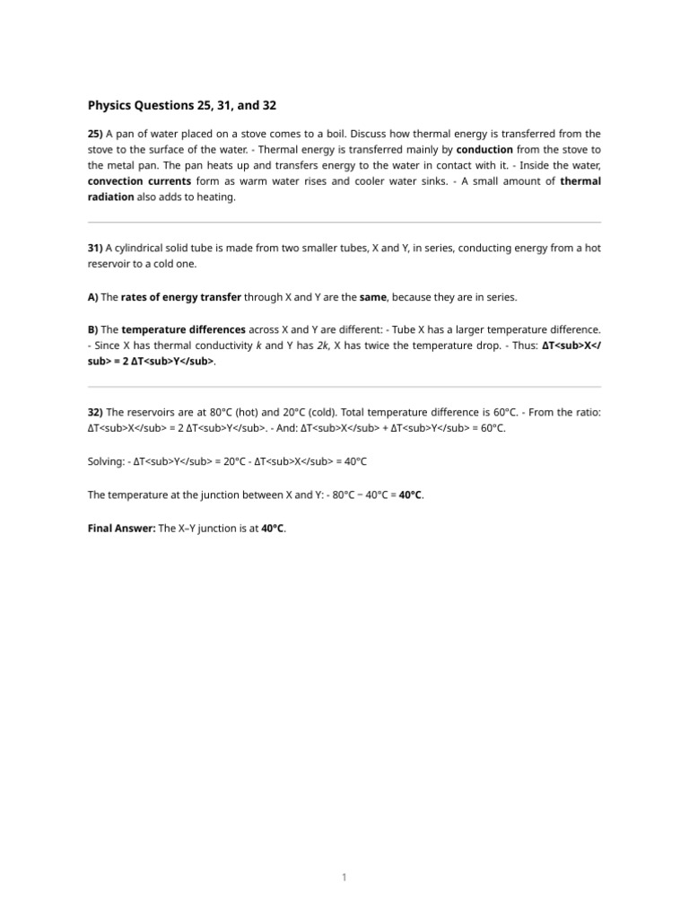 Thermal Energy Questions | PDF