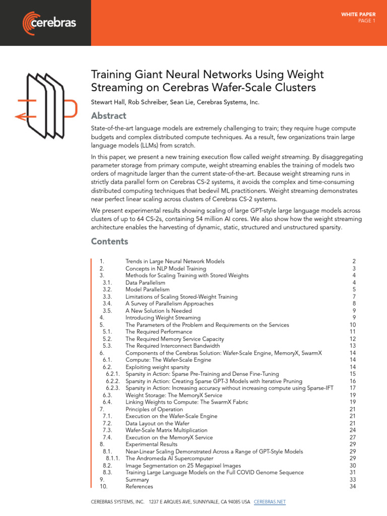 CS Weight Streaming White Paper | PDF | Parallel Computing | Computer ...