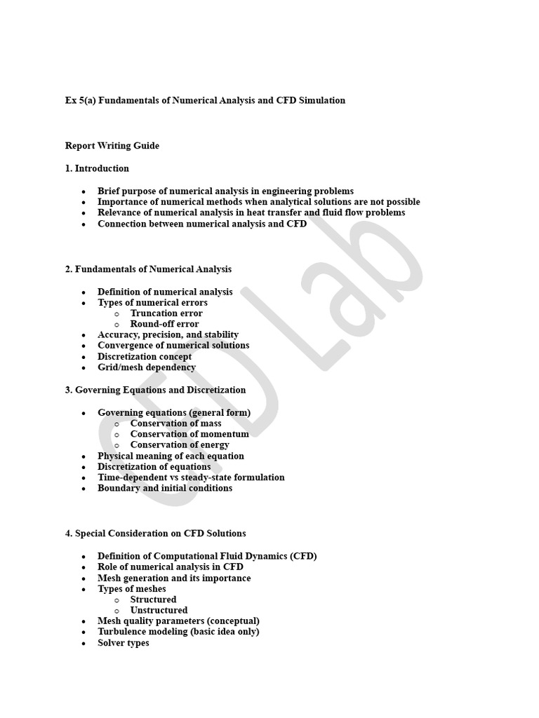 Report Writing Format - Numerical Analysis | PDF | Computational Fluid ...