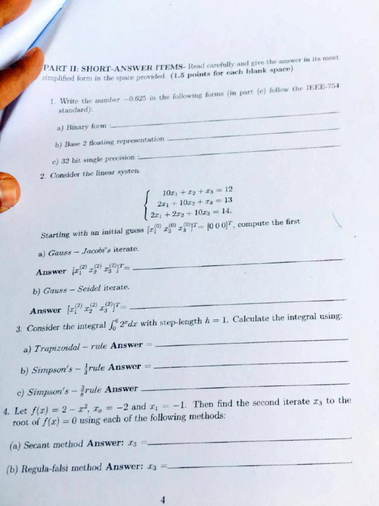 Numerical Math3111, Last - y Final Exam | PDF | Algebra | Mathematical ...