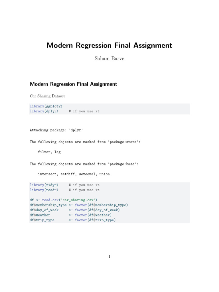 Modern Regression Final Assignment | PDF | Errors And Residuals ...