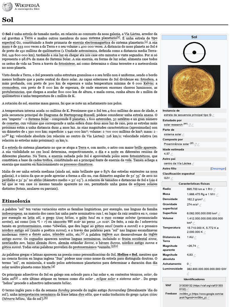 Sol - Wikipedia, A Enciclopedia Libre | PDF