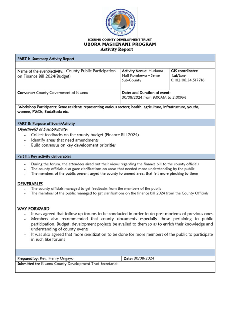 Activity Reporting Template 2 | PDF