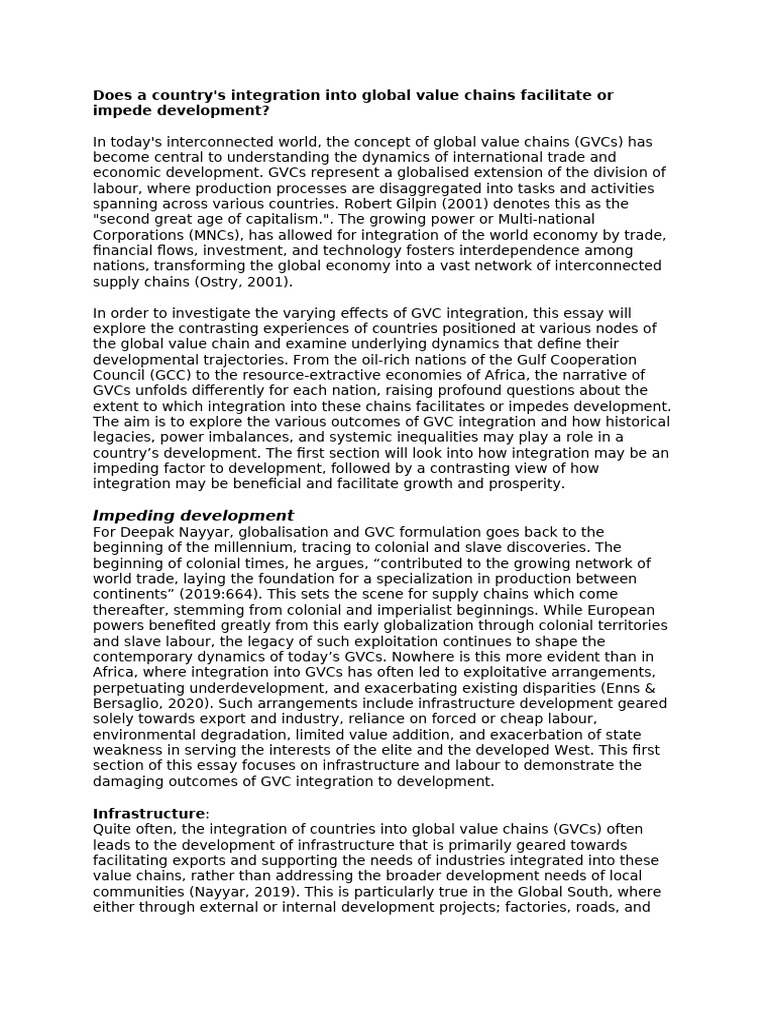 Does A Country's Integration Into Global Value Chains Facilitate or ...