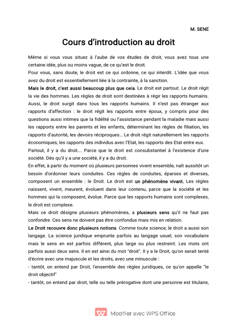 COUR Introduction Au Droit | PDF | Patrimoine (finance) | Loi