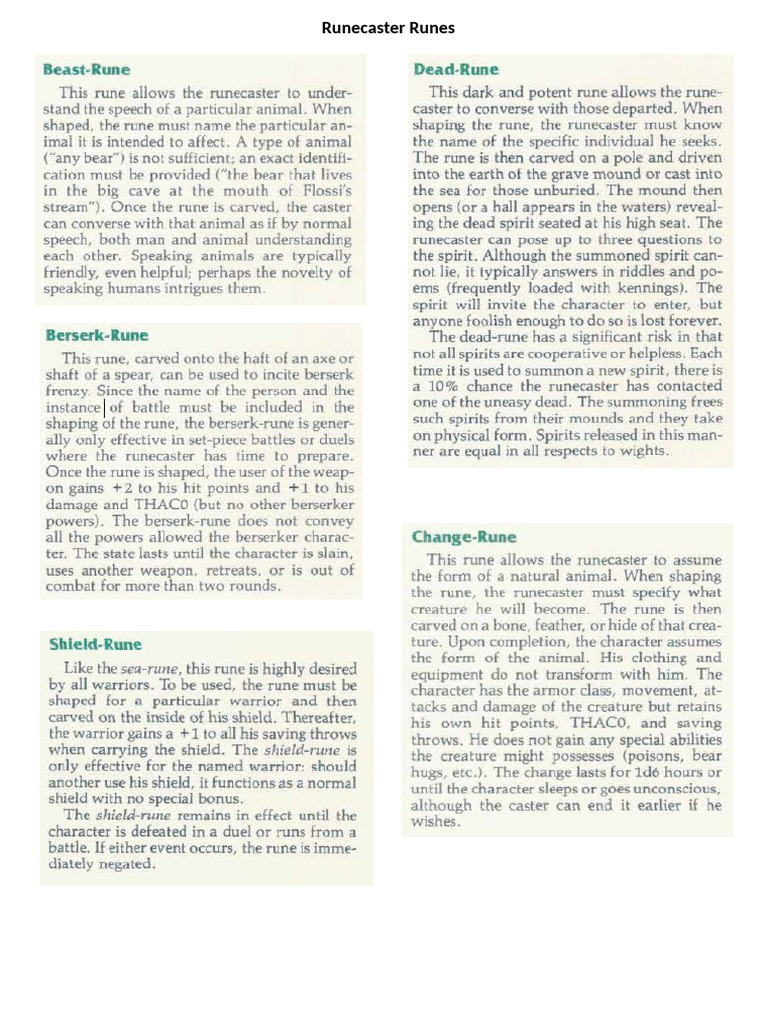 Runecaster Runes | PDF