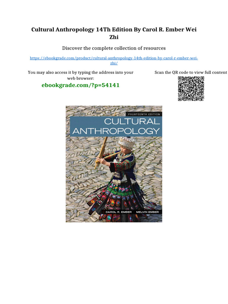 Cultural Anthropology 14th Edition by Carol R. Ember Wei Zhi Available ...