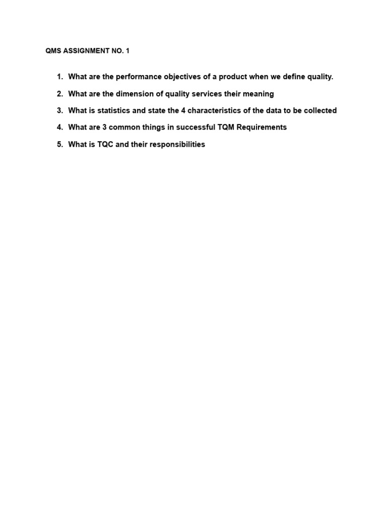 Qms Assignment No. 1 | PDF