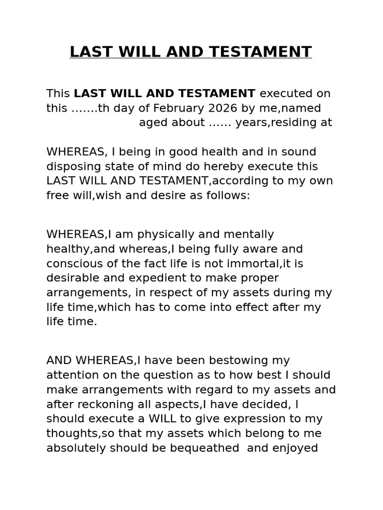 Last Will and Testament | PDF | Will And Testament | Psychological Concepts
