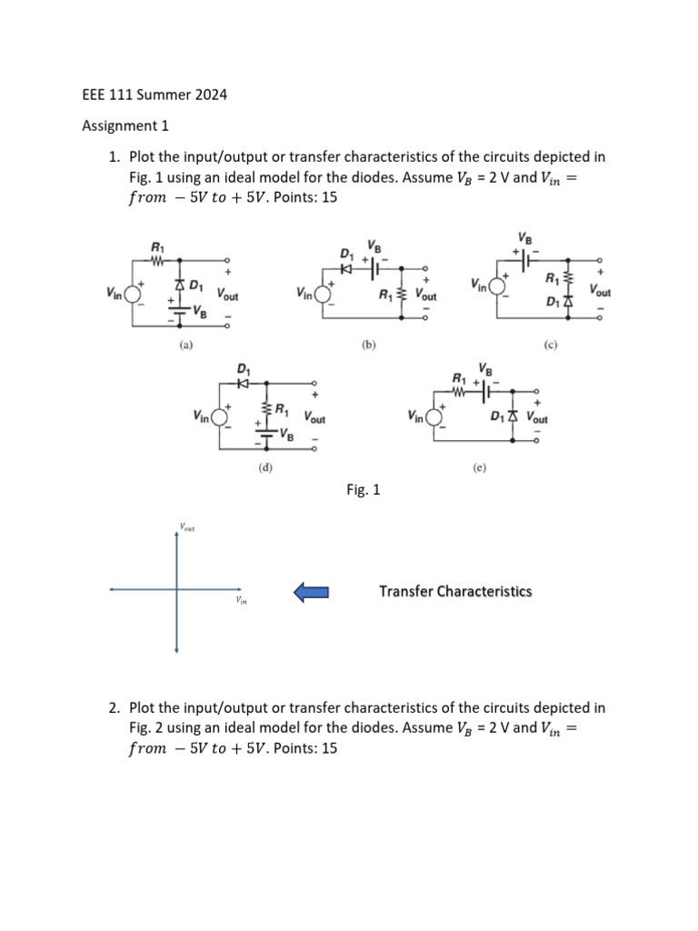 EEE 111 Assignment 1 (Summer 2024) - 1 | PDF