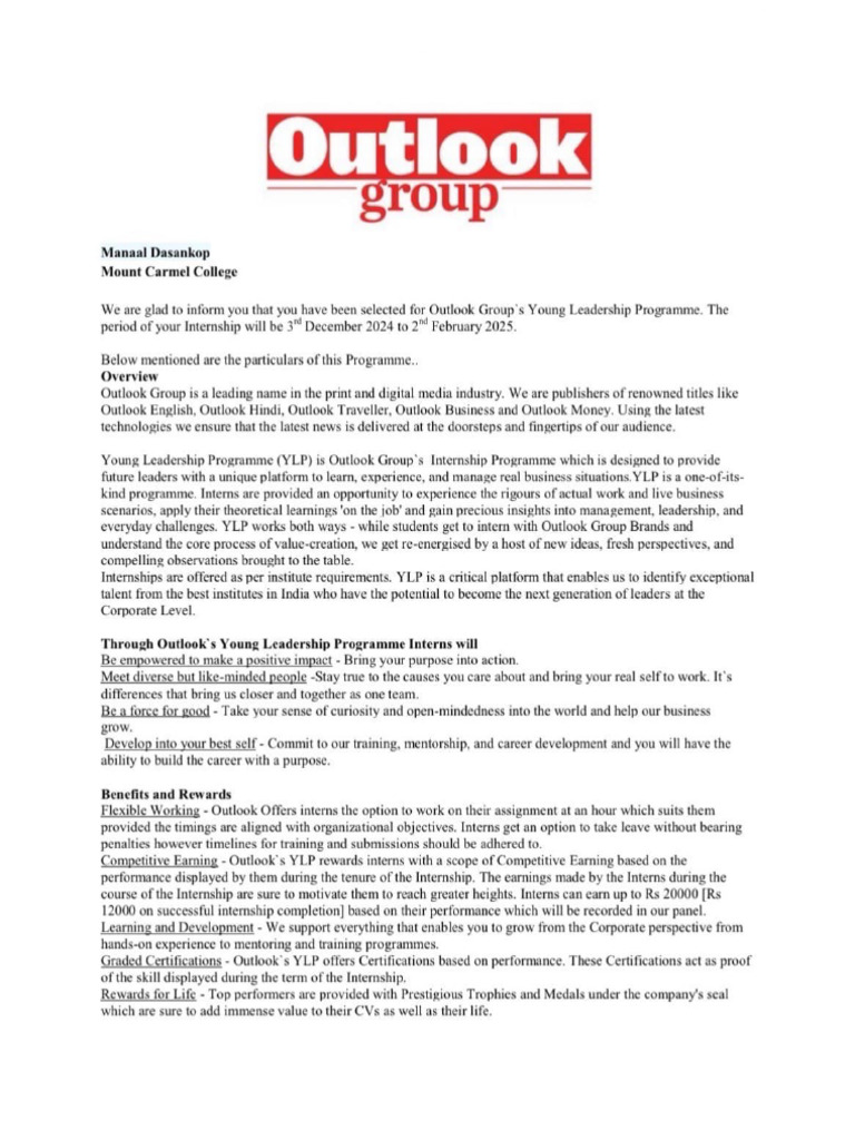 Offer Letter Outlook | PDF