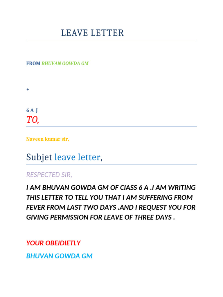 Leave Letter | PDF