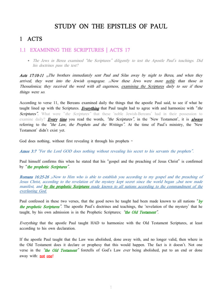 Study in Paul's Epistles | PDF | Paul The Apostle | Acts Of The Apostles