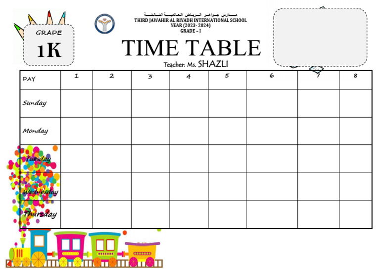 Grade 1-k Time Table - PDF 1022549059 | PDF