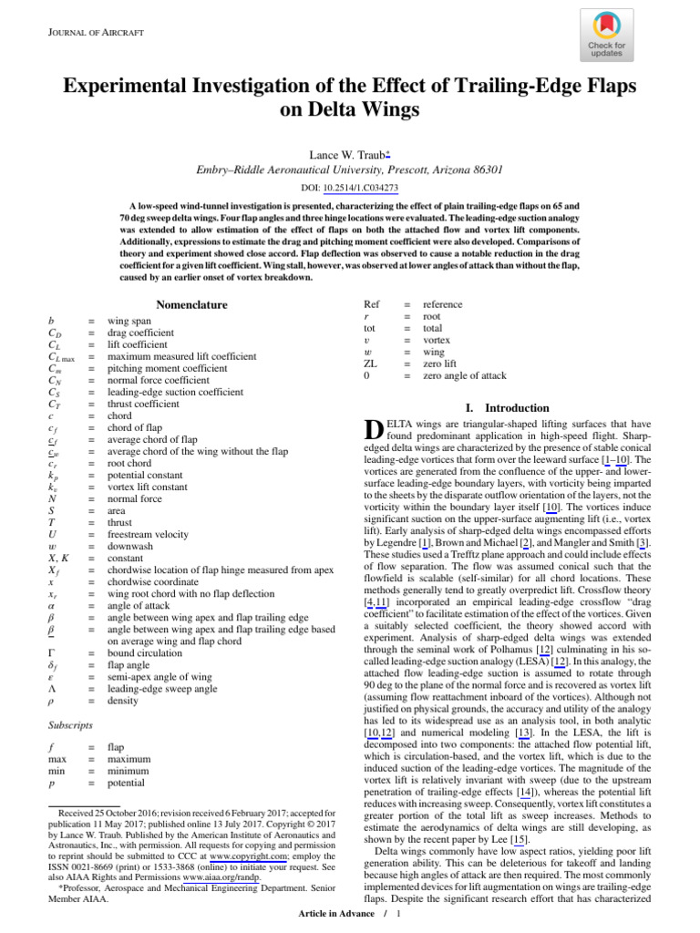 Delta Plain Flap | PDF | Lift (Force) | Flap (Aeronautics)