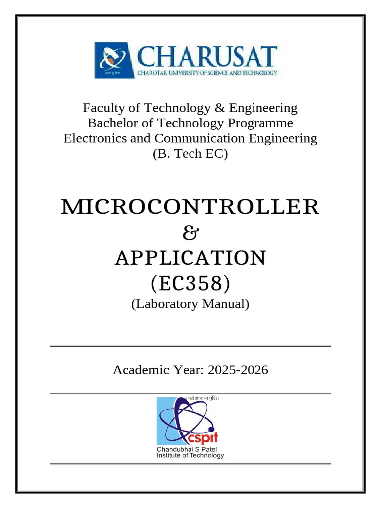 EC358 - Lab Manual - AY - 2025-26 | PDF | Microcontroller | Electrical ...
