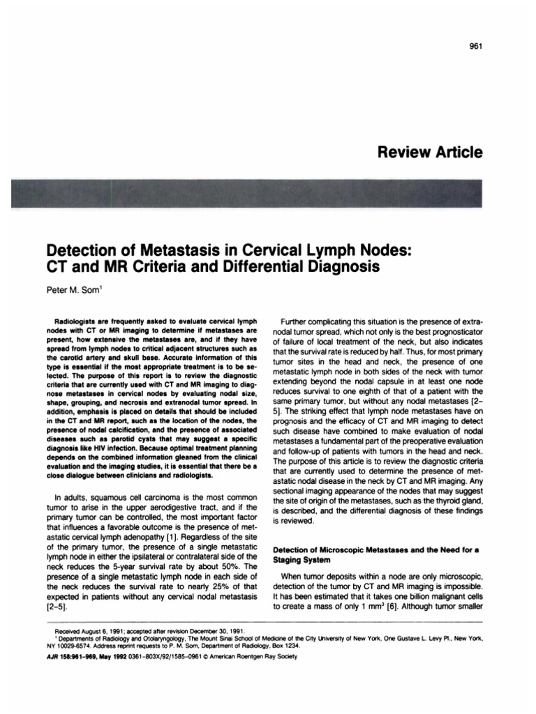Som 2013 Detection of Metastasis in Cervical Lymph Nodes CT and MR ...