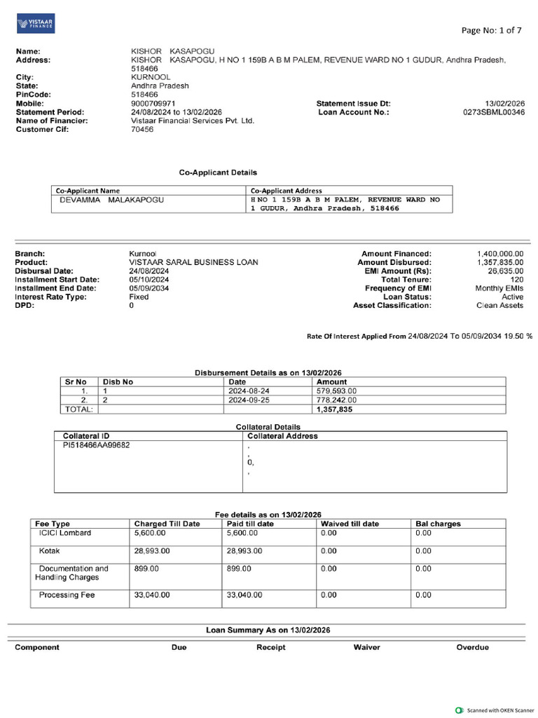 Soa 0273SBML00346 20260213 | PDF