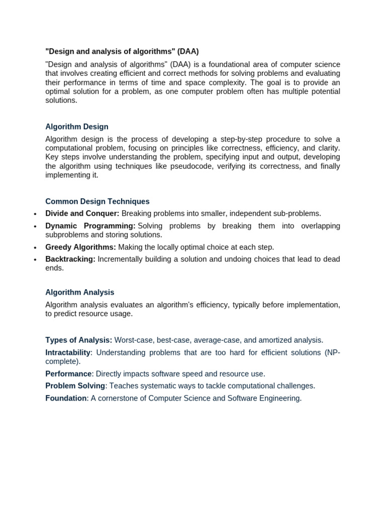 Design and Analysis of Algorithms | PDF | Algorithms | Computational ...