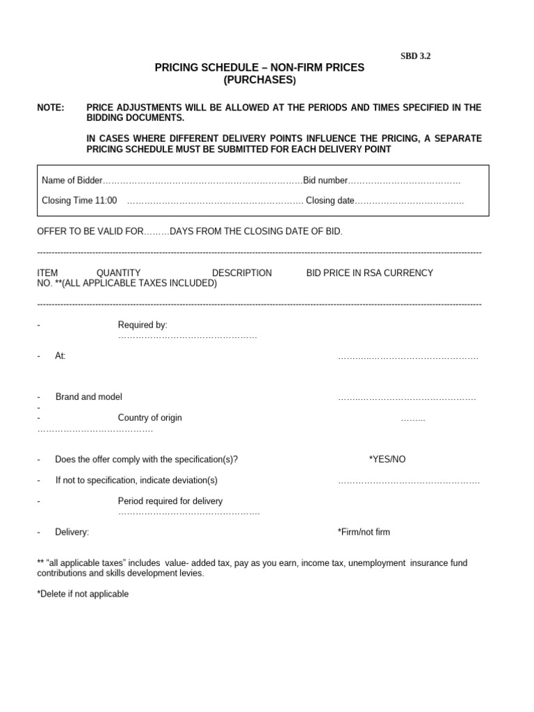 SCM-Bid Documents SBD 3.2 | PDF | Exchange Rate | Specification ...