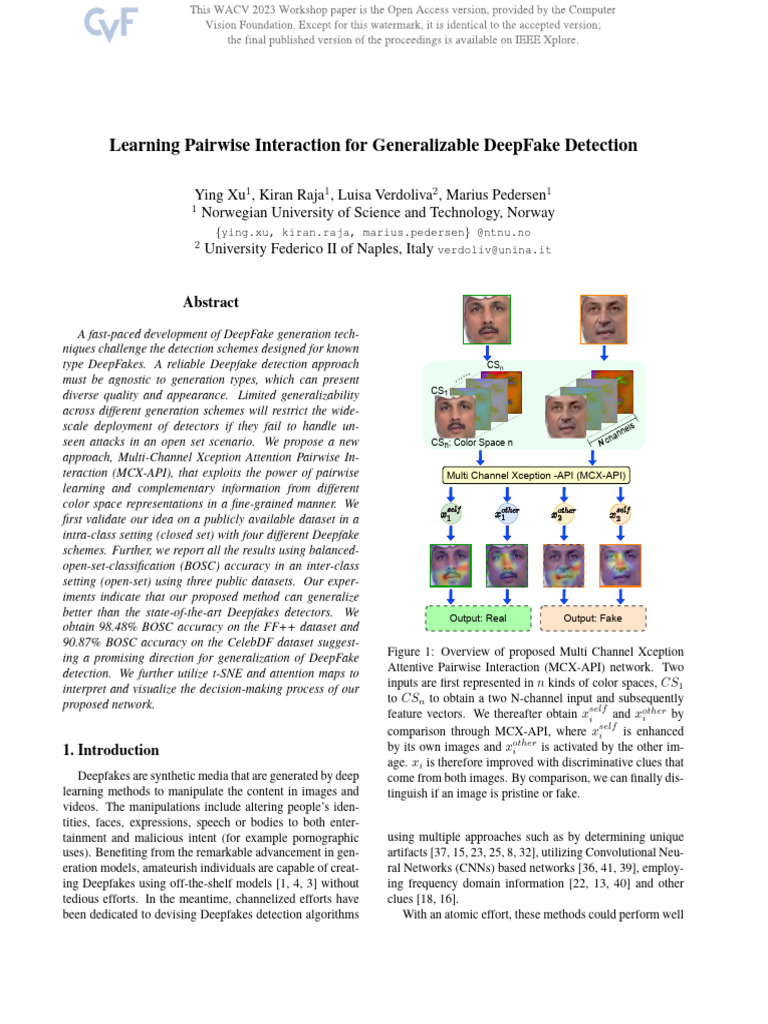 Xu Learning Pairwise Interaction For Generalizable DeepFake Detection ...