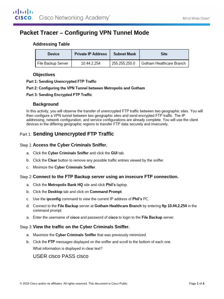 Lab Exercise 4.3 - Configuring VPN Tunnel Mode | PDF | File Transfer ...