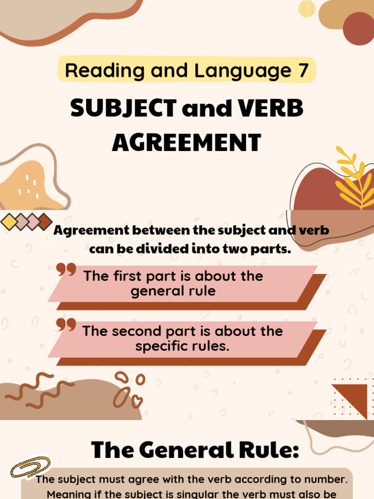 Subject and Verb Agreement | PDF | Grammatical Number | Subject (Grammar)