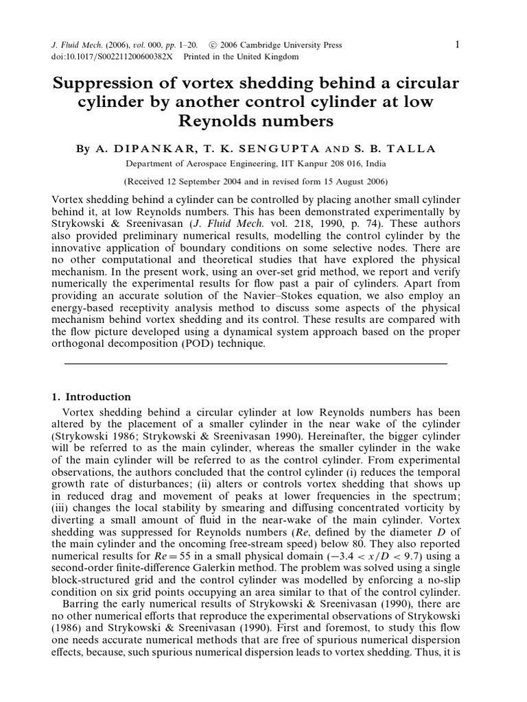 Suppression of Vortex Shedding Behind A Circular Cylinder by Another ...