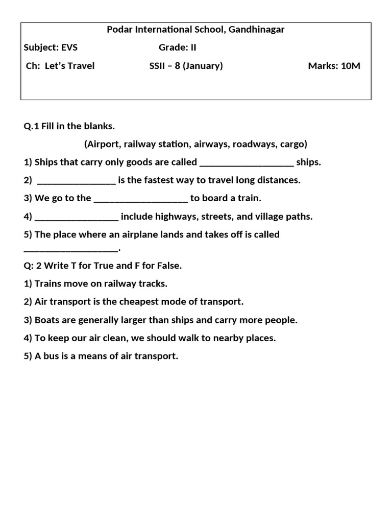 Grade 2 SSIT 8 (January) | PDF