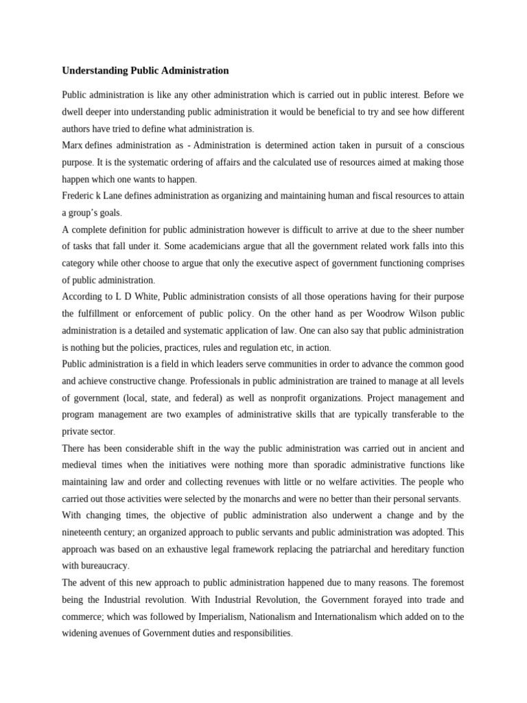 Understanding Public Administration Work | PDF | Woodrow Wilson | Science