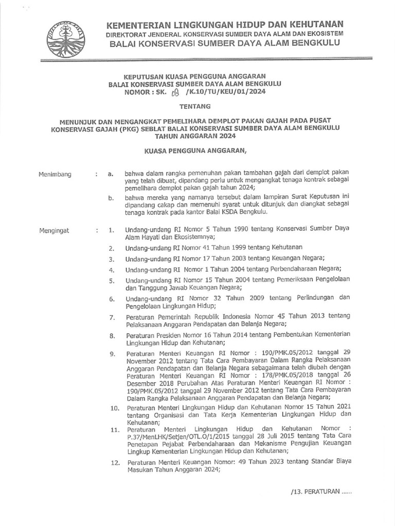 SK Demplot Pakan Gajah 2024 CAp | PDF