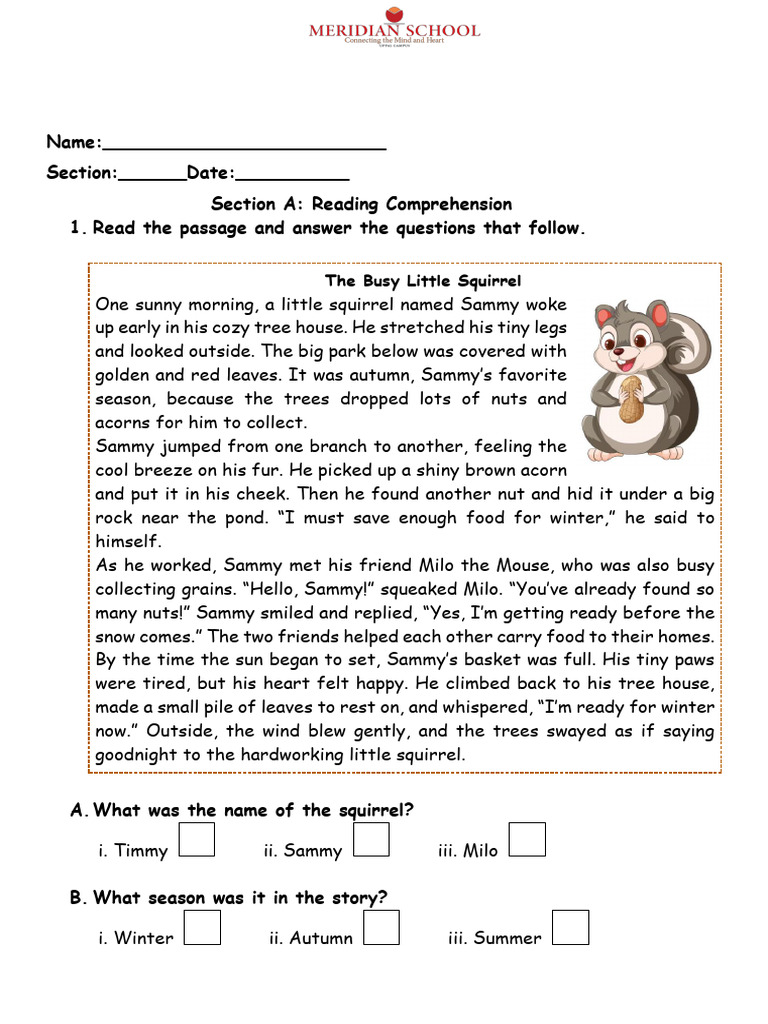 English Worksheet Grade 1 | PDF