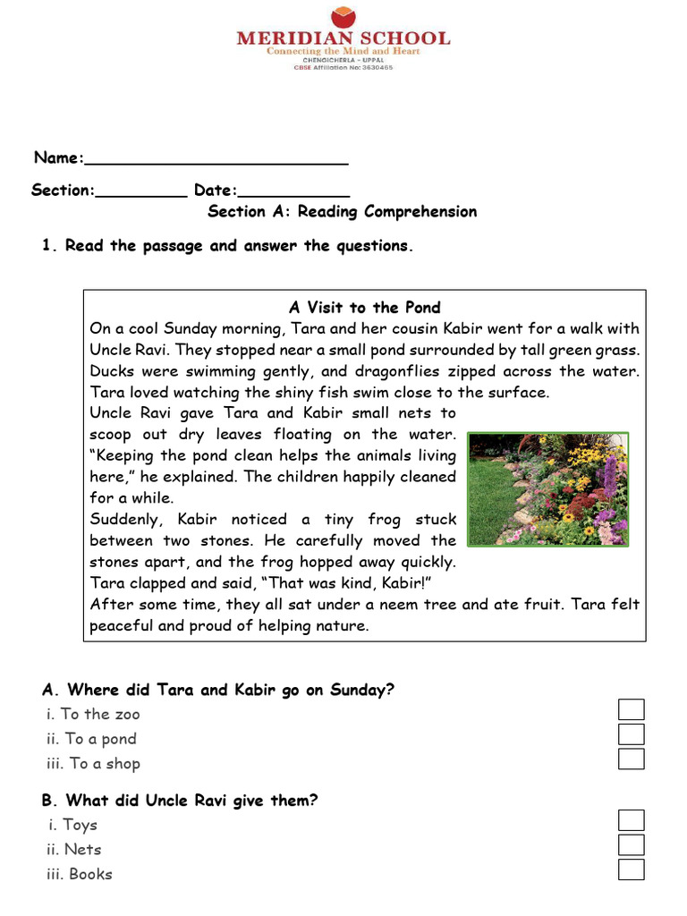English Worksheet Grade 1 | PDF