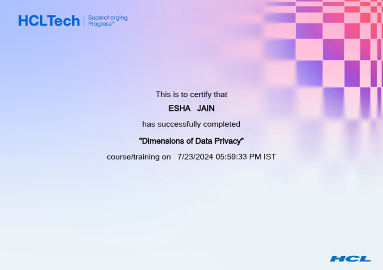 CertificateOfCompletion Data Privacy | PDF