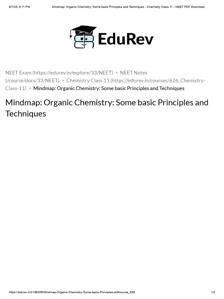 Mindmap - Organic Chemistry - Some Basic Principles and Techniques ...