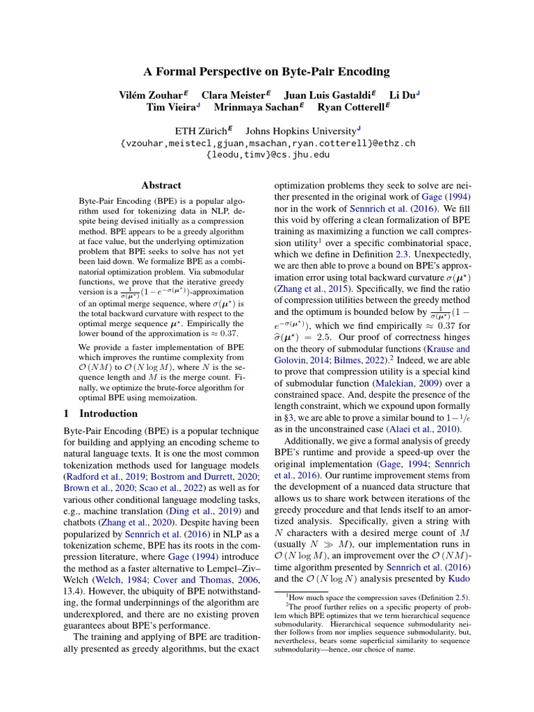 A Formal Perspective On Byte-Pair Encoding | PDF | String (Computer ...