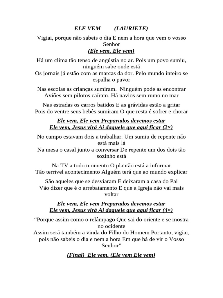 Lauriete Ele Vem | PDF