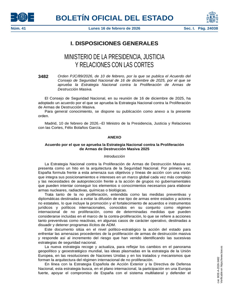 Boe A 2026 3482 | PDF | Tratado sobre la no proliferación de las armas ...