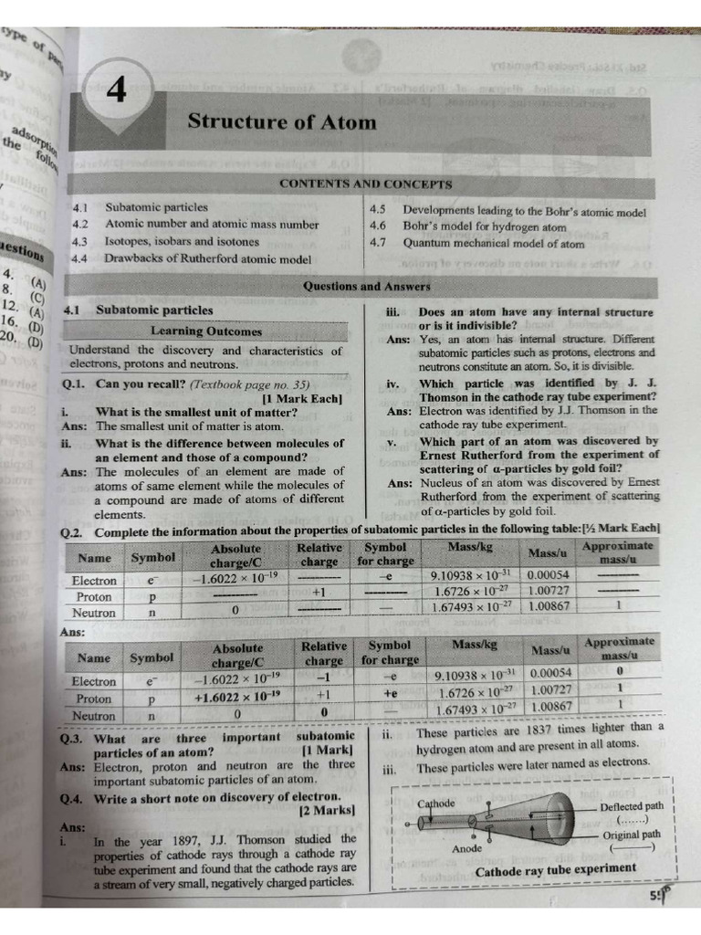 Atomic Structure Target - 1 | PDF