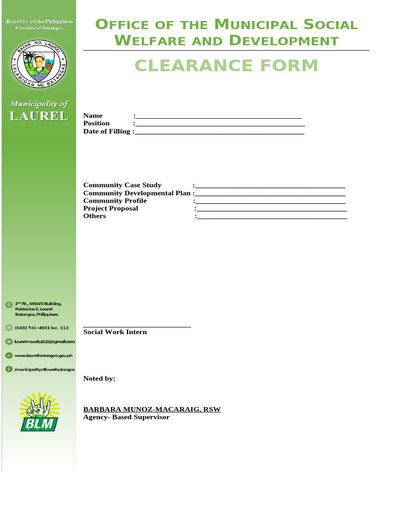 Clearance Form Mswdo | PDF