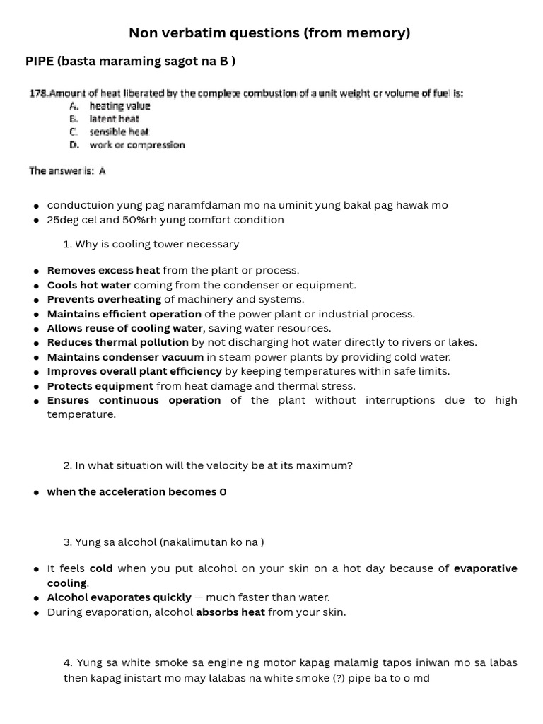 Non Verbatim Questions From Memory Extras | PDF | Bearing (Mechanical ...