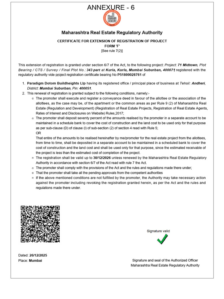 Extention Certificate - 71midtown | PDF | Civil Law (Common Law ...